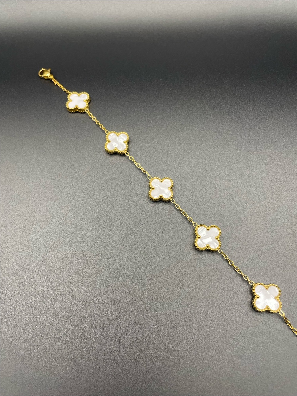 Gold-Tone White Clover Bracelet - Women Jewelry